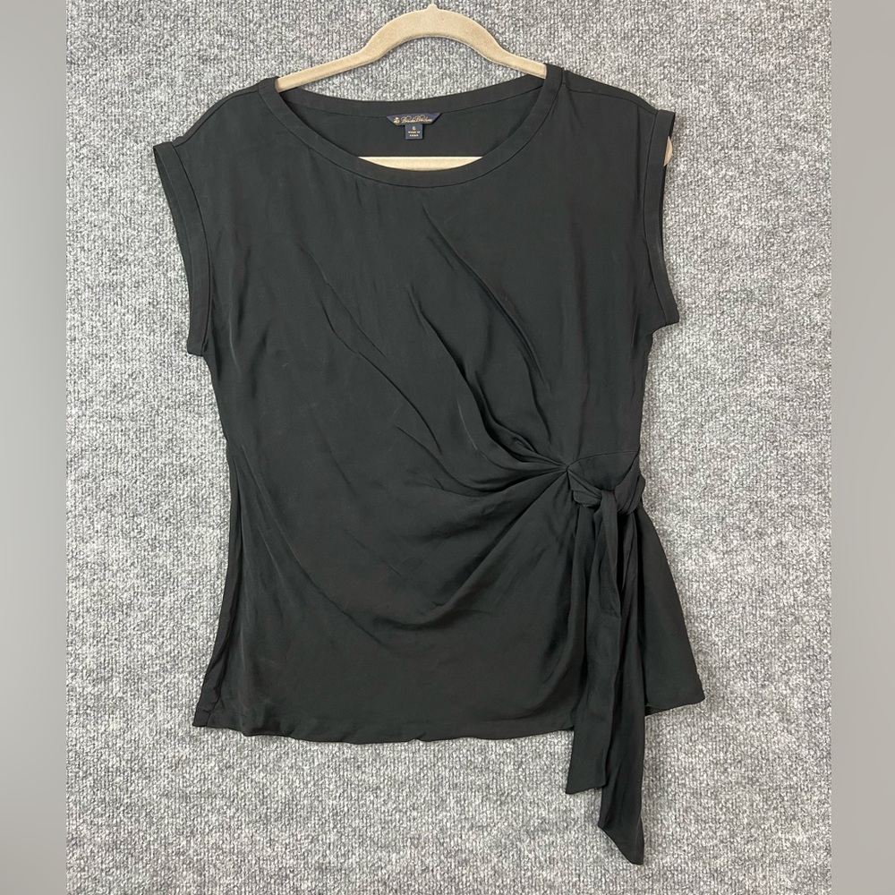 Brooks Brothers Tank Top Womens Sz 6 Black Side Tie‎ Knot Wide Strap